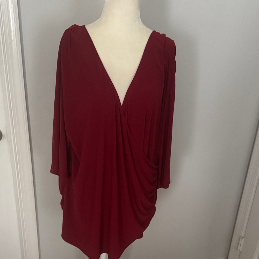 Kiyonna Deep Red Draped Blouse